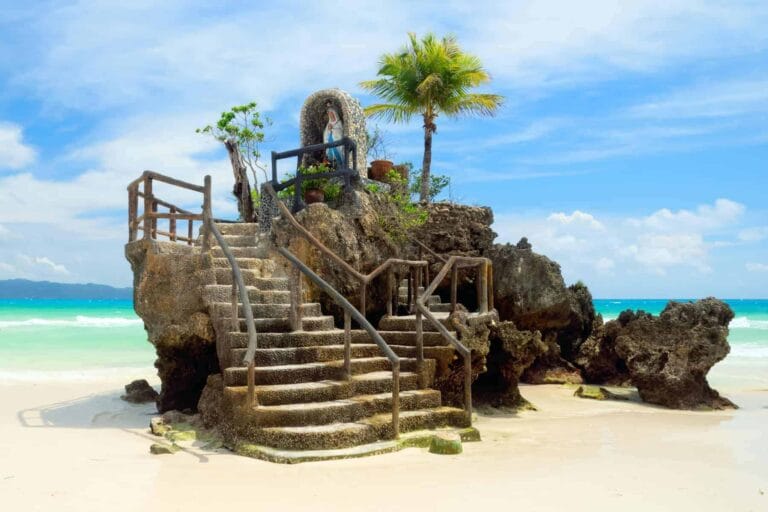 Willy’s Rock on the White Beach of Boracay Island, Philippines