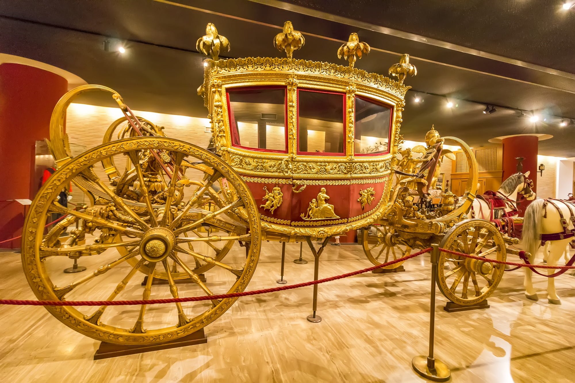 Carriage in the Hall of the historic transportation vehicles of the Pope Vatican Museum