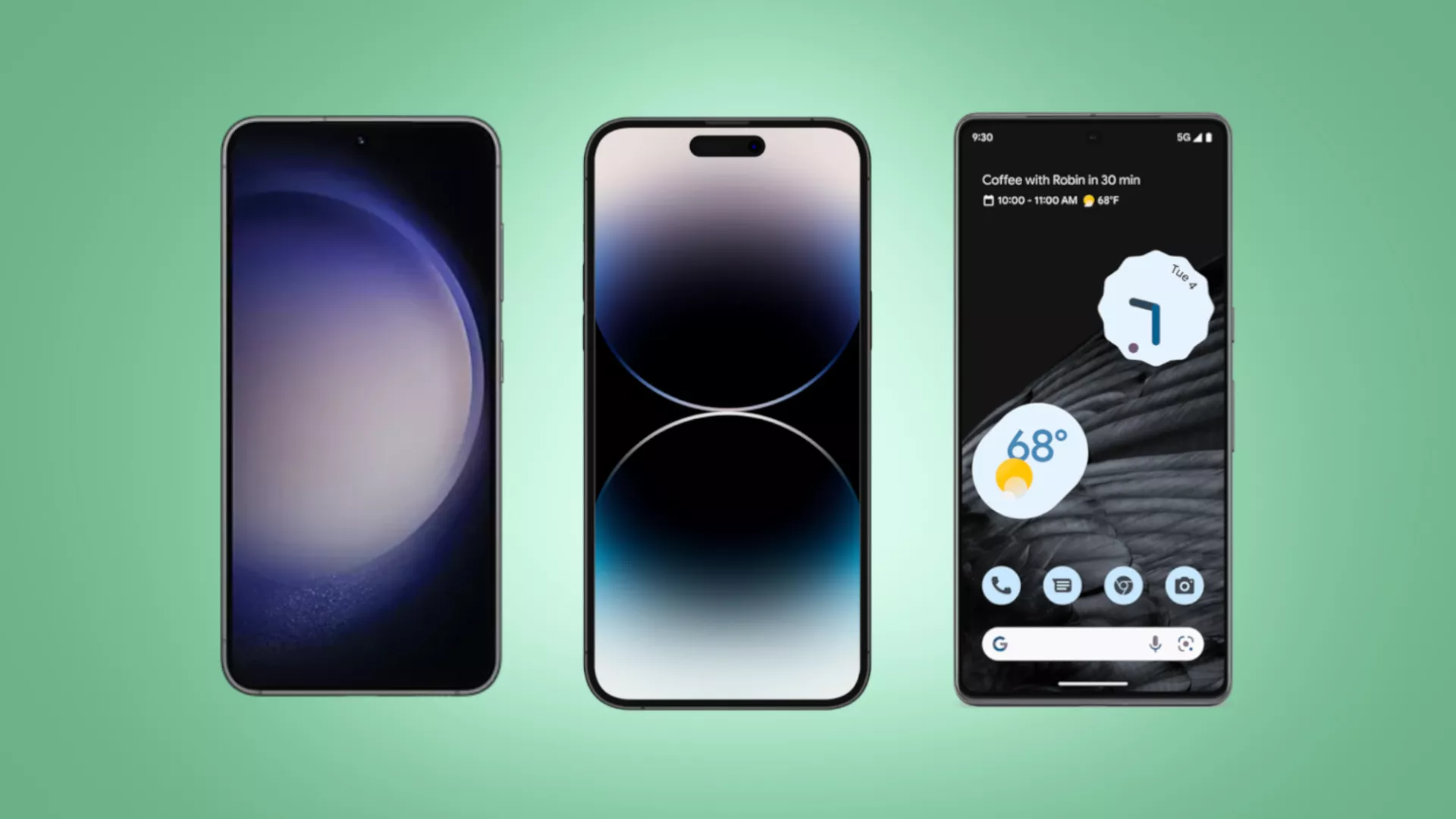 A Selection Of Mint Mobile Phones Showcasing Their Sleek Designs And Vibrant Displays.