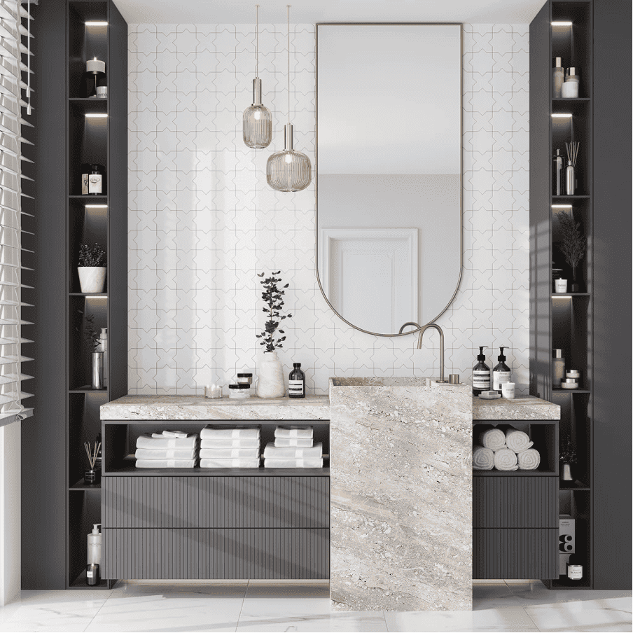 Bathroom Floor &Amp; Wall Tile Design Combos 3 Juxtapose Different Materials