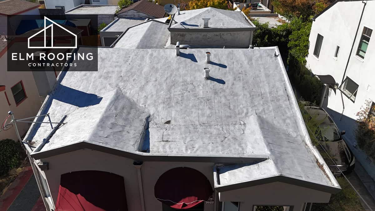 Old roof before replacement at 56th Ave in Oakland.