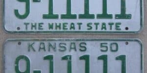 Kansas 1950 car license plate pair Butler county #9-11111
