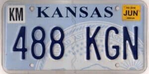 Kansas 2018 car license plate Kingman county #488-KGN