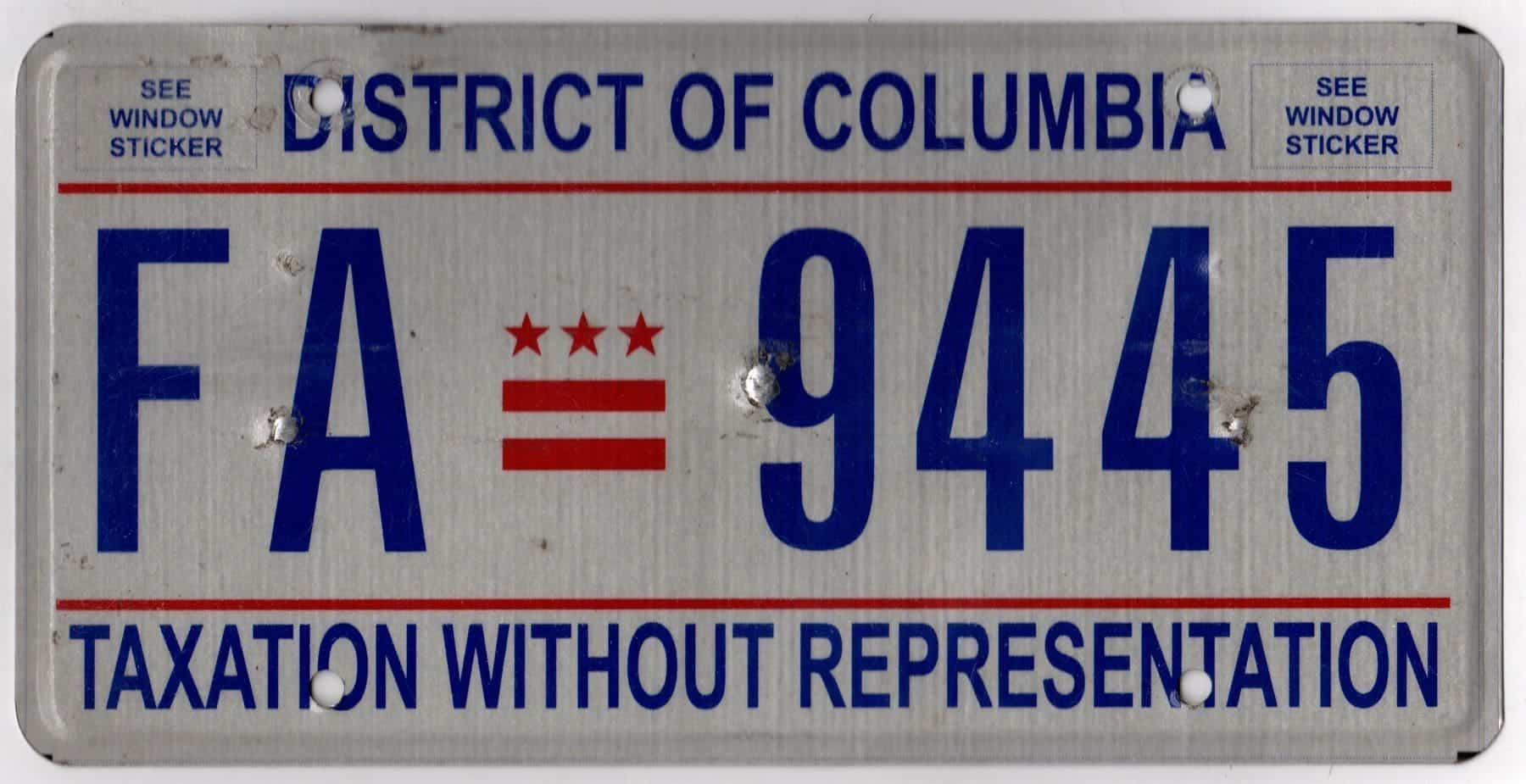 District of Columbia car license plate #FA-9445
