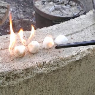 cotton balls being lit on fire