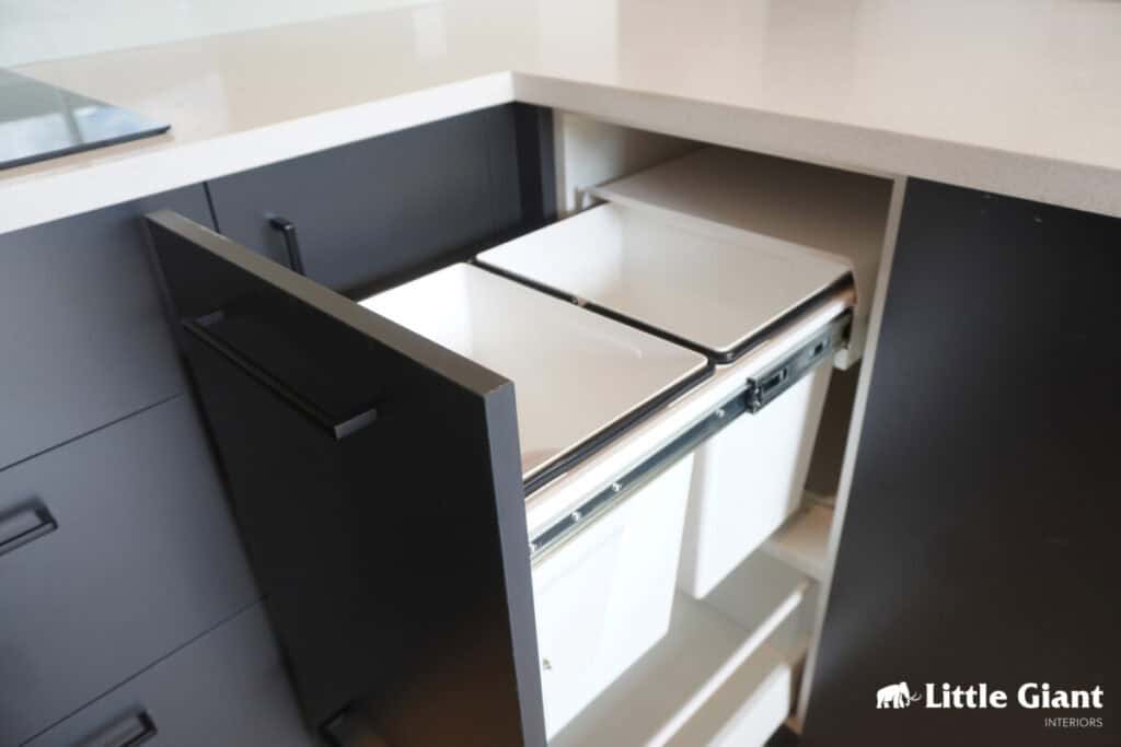 Pull out bin in a Kitchen renovation in Auckland