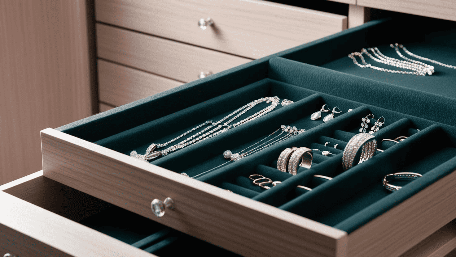 custom built wardrobe with a pull out jewelry tray