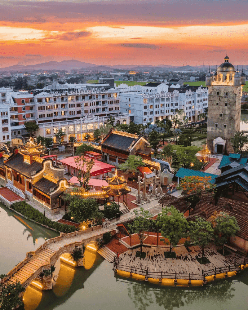 Renovated part of Chikan Town with restored qilou buildings as part of the town's heritage preservation efforts