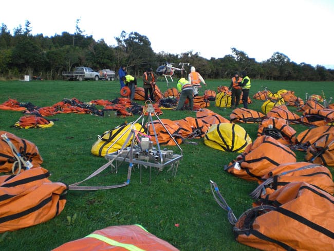 Climbing gear and safety equipment for geophysical survey in the field.