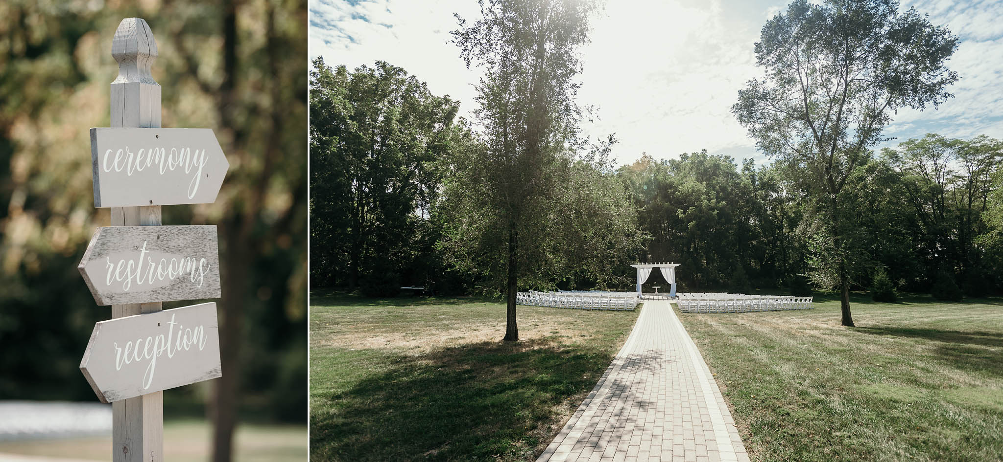 Ceremony location of intimate fall wedding at the Lodge at River Valley in Yorktown, Indiana