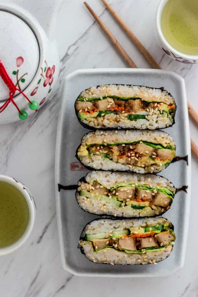Vegan Sushi Rice Ball Sandwich - vegan onigirazo