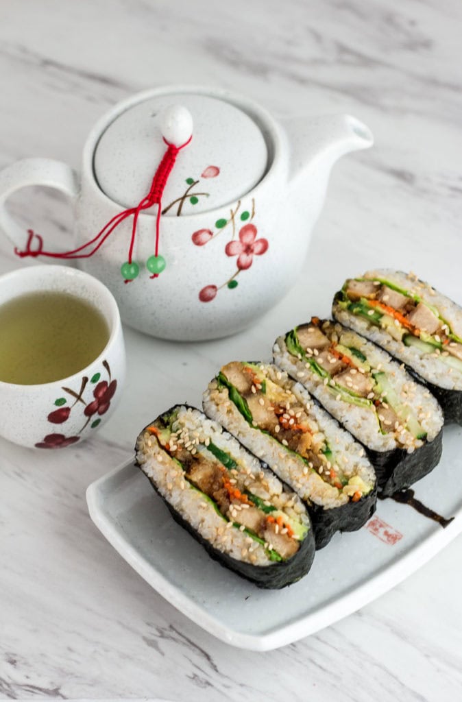 Vegan Sushi Rice Ball Sandwich - vegan onigirazo