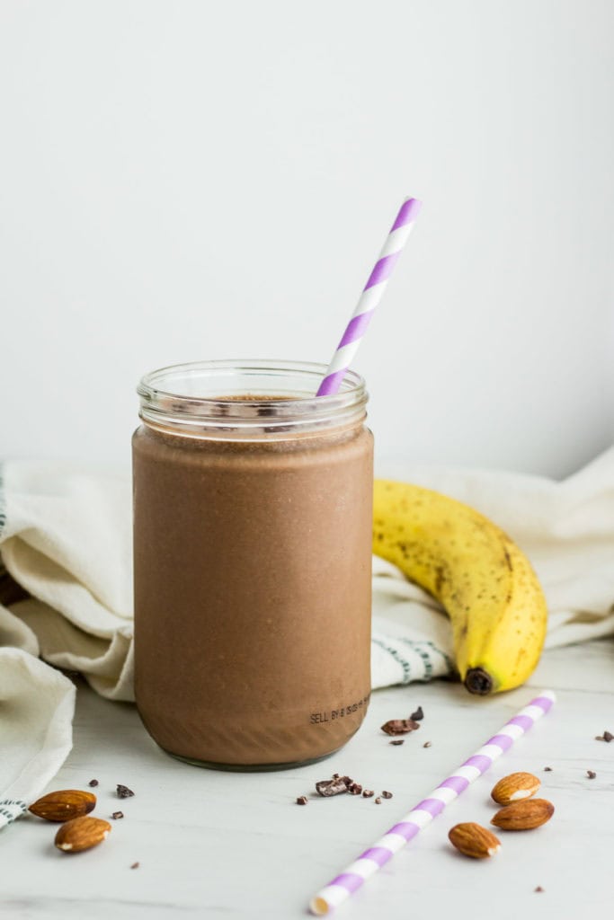mood boosting cacao smoothie, direct side shot