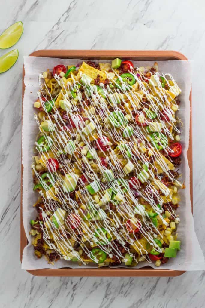 nachos with soy chorizo, after sour cream