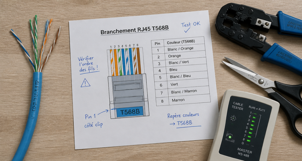 branchement rj45 schéma et outils