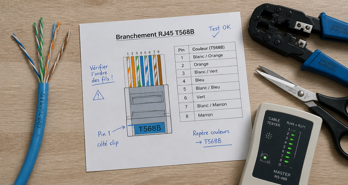 branchement rj45 schéma et outils
