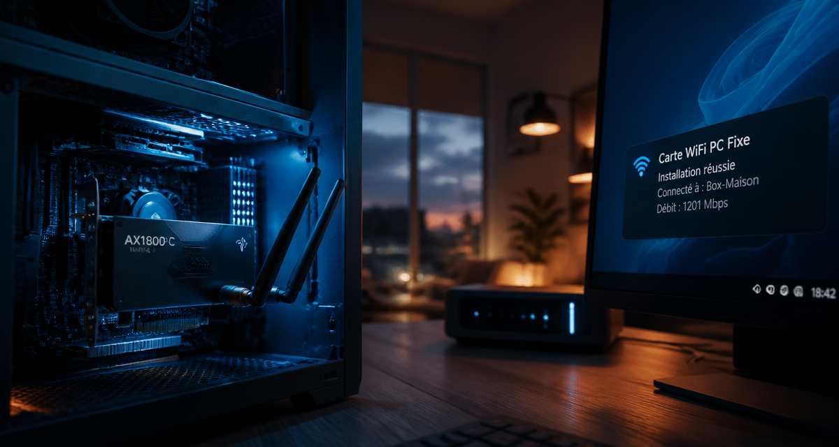 carte wifi pour pc fixe sur bureau moderne