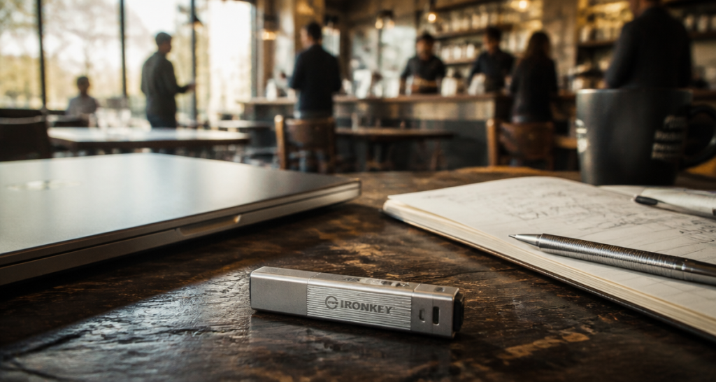 cle usb securise en aluminium sur table