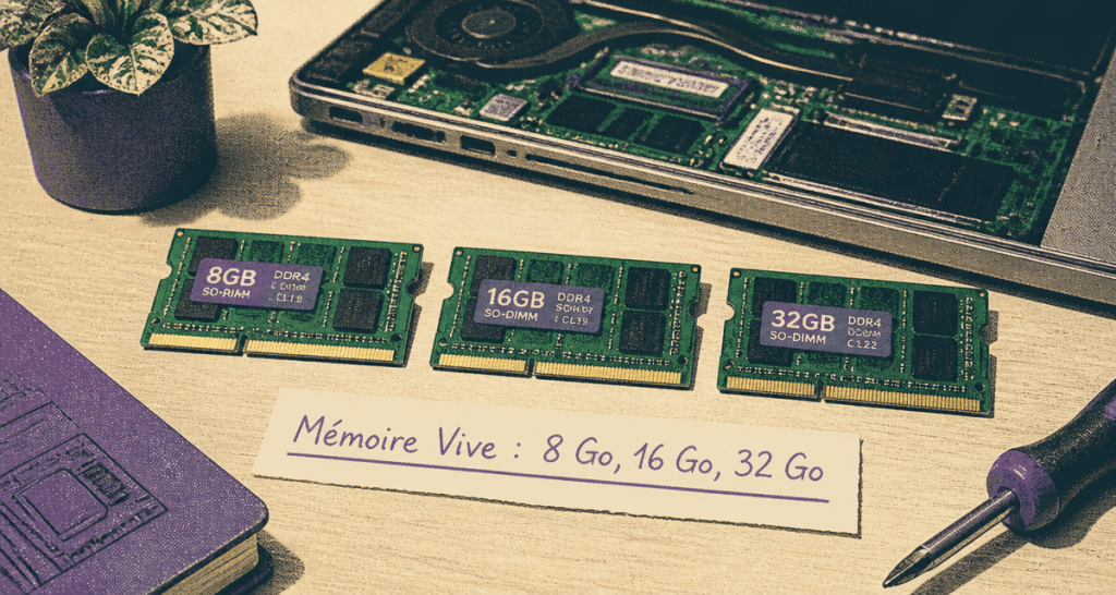 combien de ram pour un pc portable barrettes et étiquette