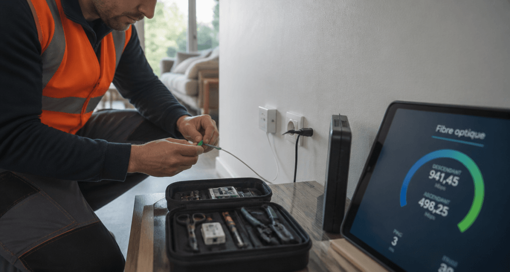 comment avoir la fibre technicien installe prise optique