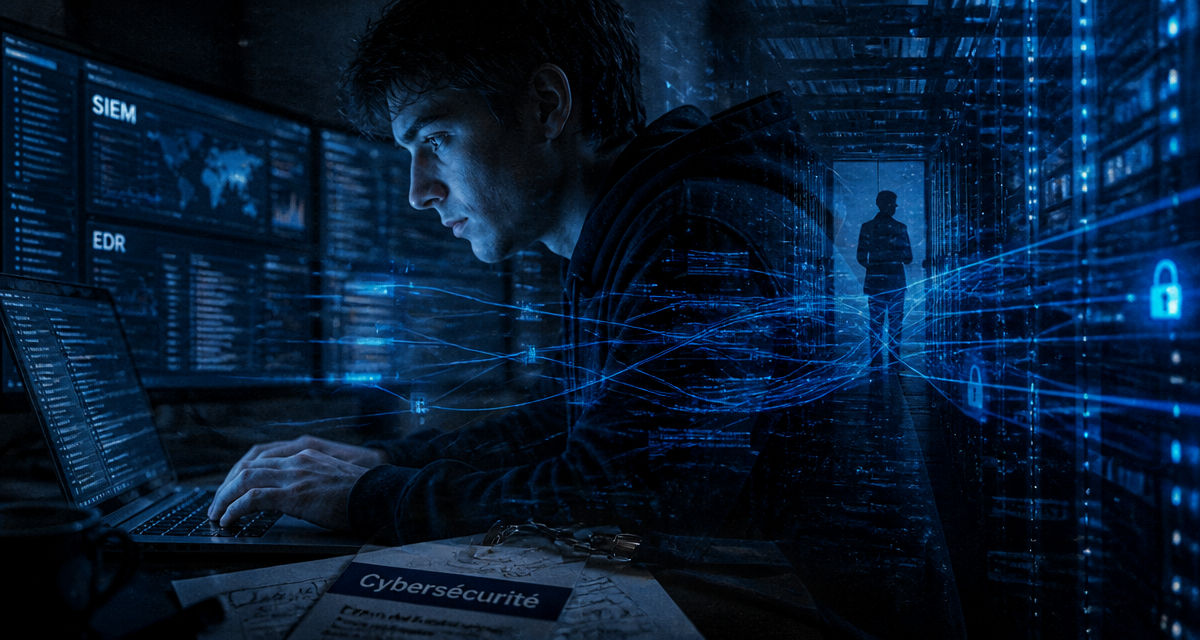 étudiant cours cybersécurité sur ordinateur