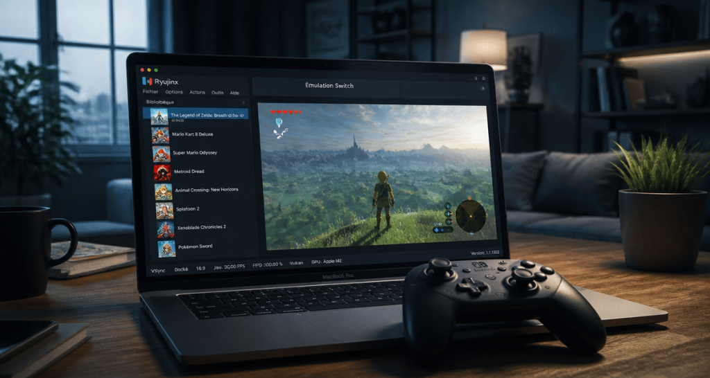 emulateur switch mac interface Ryujinx sur MacBook