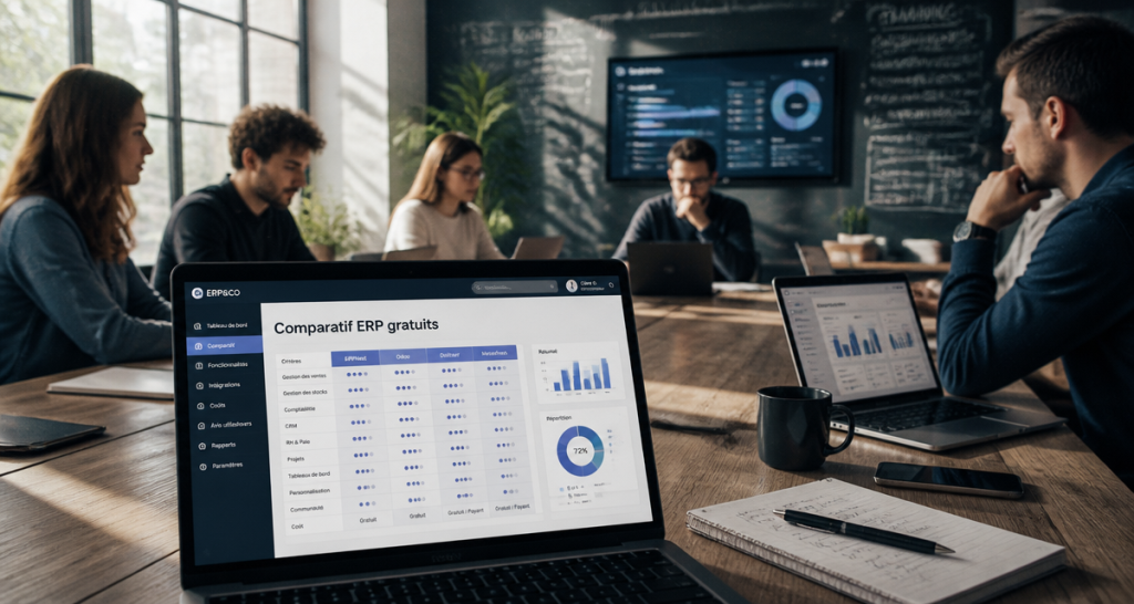 logiciel erp gratuit équipe PME tableau de bord
