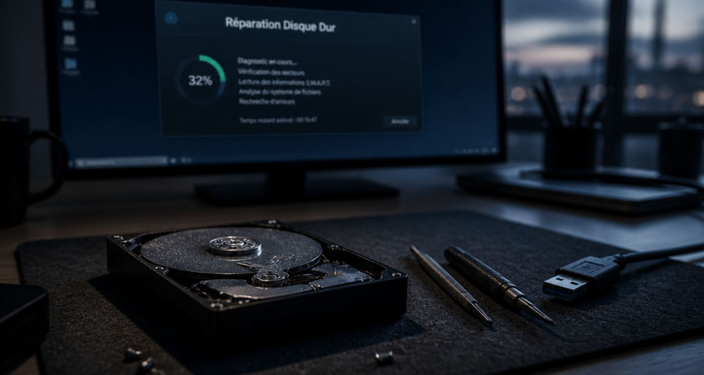 reparation disque dur externe sur bureau