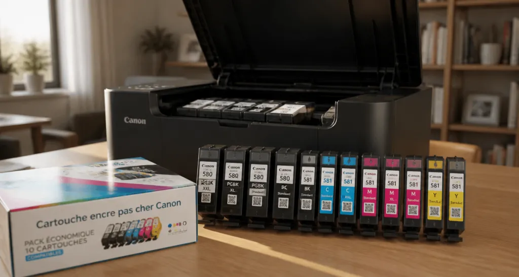 cartouche encre pas cher canon sur bureau