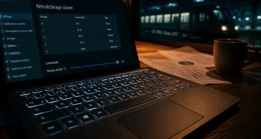 clavier pc portable retro éclairé avec touches chiclet et rétroéclairage réglable