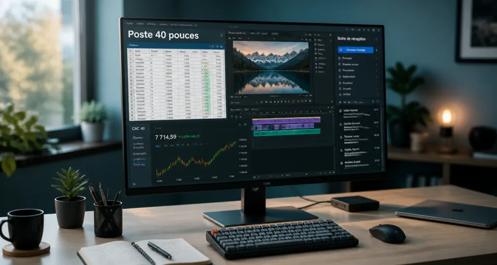 ecran 40 pouces sur bureau moderne