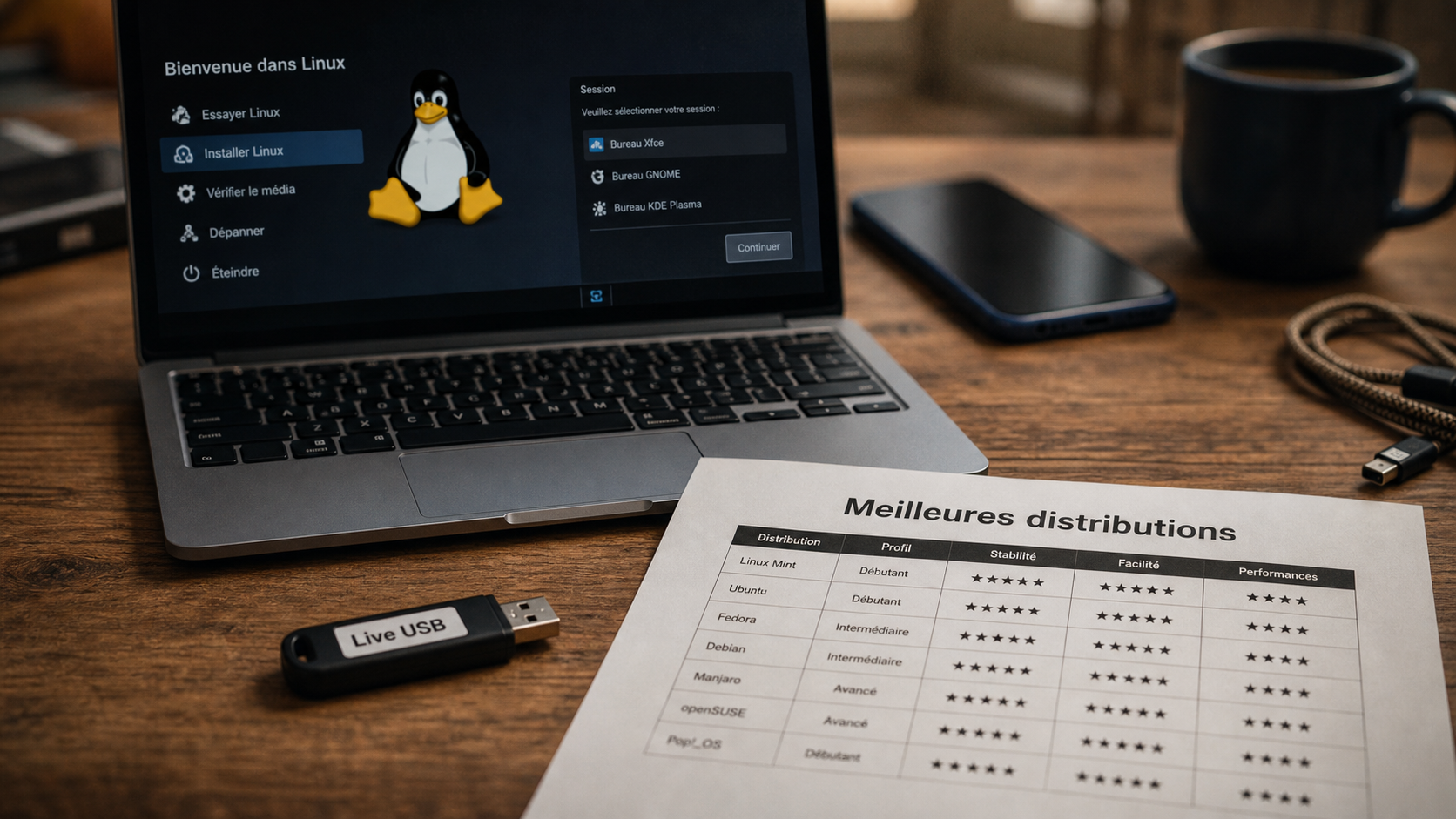Meilleure distribution Linux pour quitter Windows : clé USB Live et menu d’installation