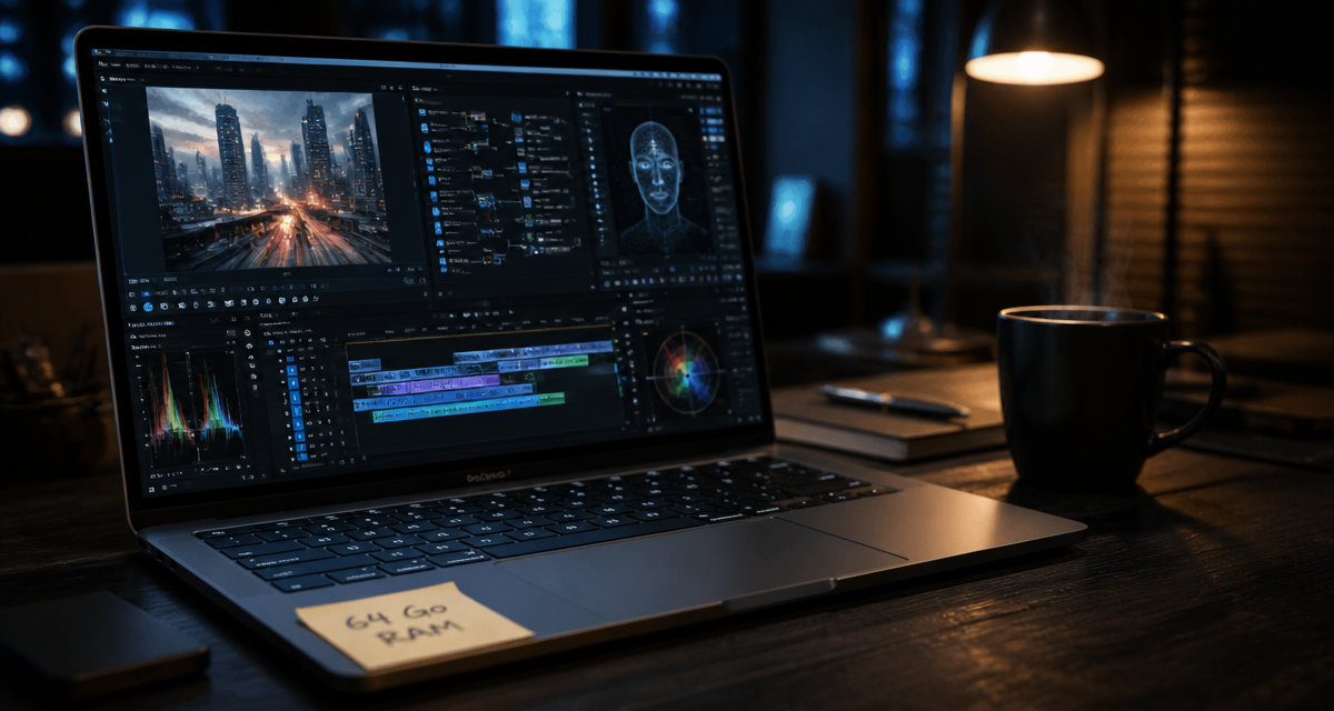 pc portable 64 go ram sur bureau professionnel