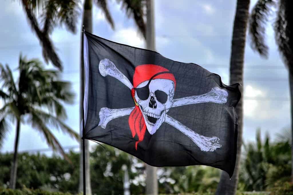 Pirate flag waving in the wind