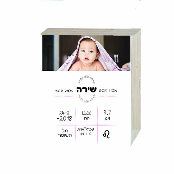 תעודת לידה מעוצבת ורודה | תעודת לידה לתינוקת שנולדה