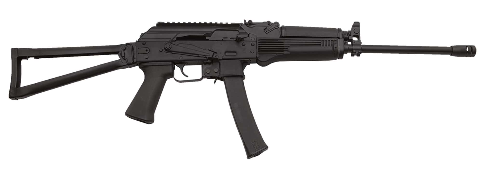 Kalashnikov - 9x19mm Rifle, Semi Auto, One 30 Round Magazine, 16.33" BBL, Side Folding Triangle Stock, Handguard, Top & Front Rails, Black Synthetic