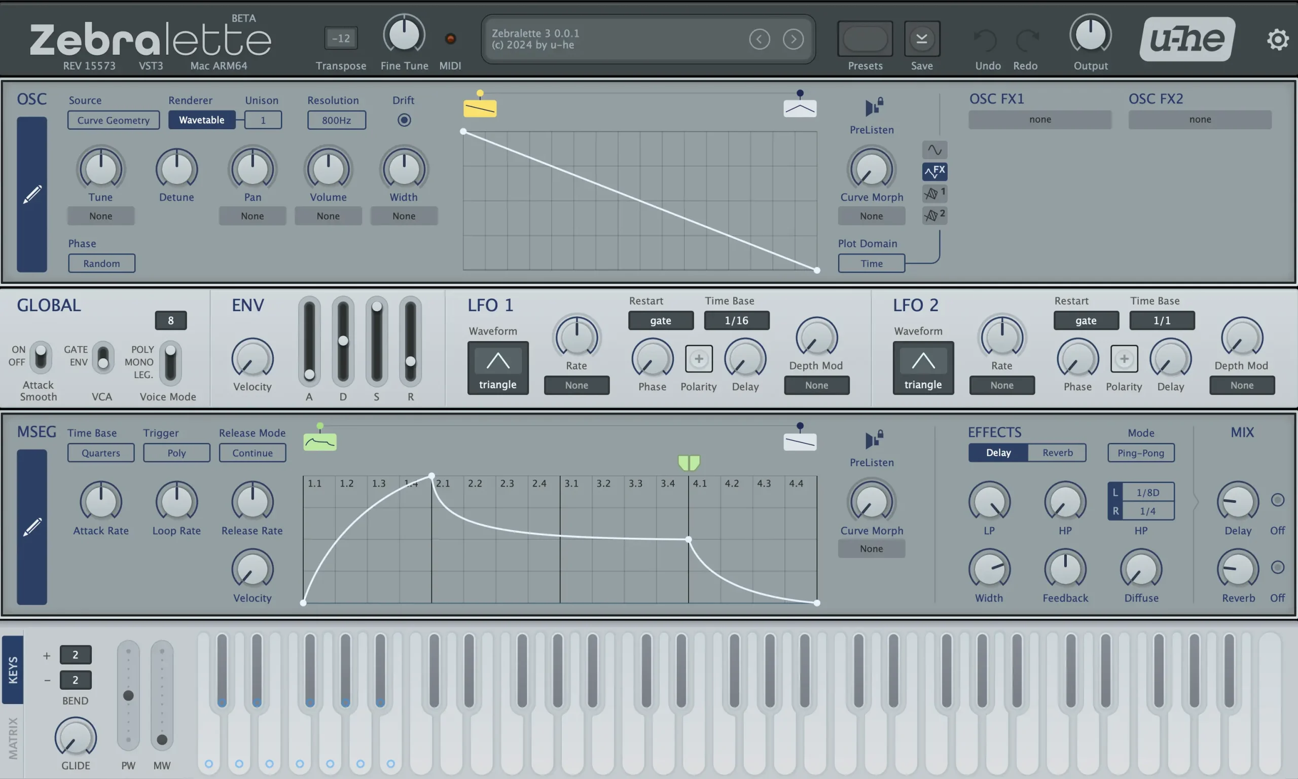 U-he Zebralette 3 Beta Interface