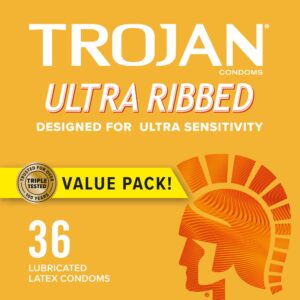 TROJAN ULTRA RIBBED (YELLOW)