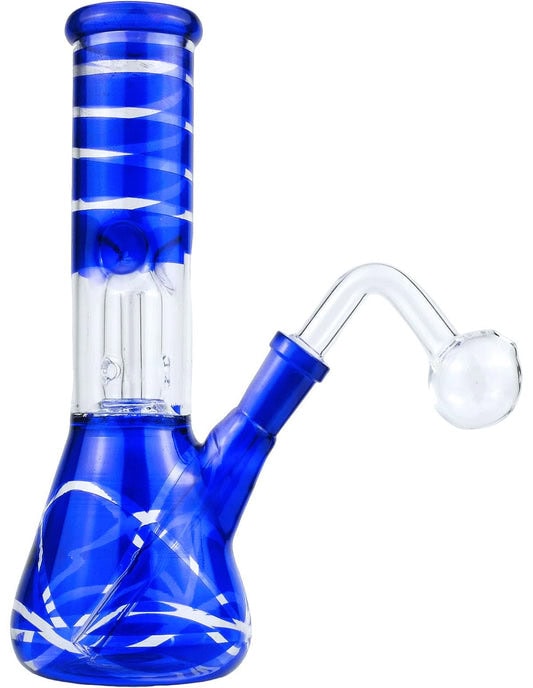 OIL BURNER BUBBLER 8" CLEAR/BLUE ASSORTED DESIGNS