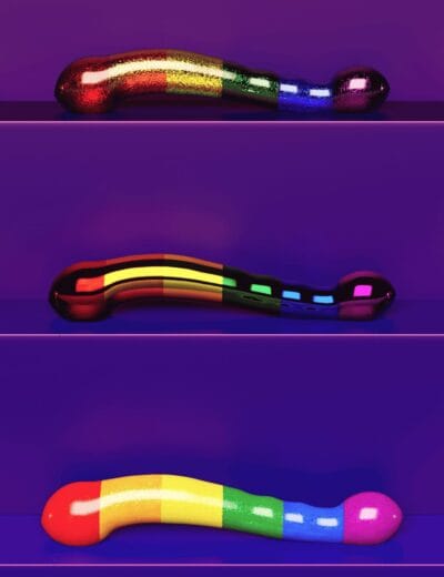 Colorful 3D abstract shapes with rainbow gradients and glossy textures, suitable for creative digital art, gaming, and design projects. High-quality Daz3D assets for vibrant visual effects.