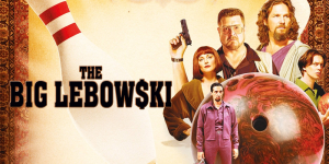 Promotional image for "The Big Lebowski" movie review podcast episode.