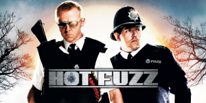 Logo of "3 Guys and a Flick" movie review podcast featuring two police officers.