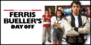 Group of characters from Ferris Bueller's Day Off movie, discussing film on podcast.