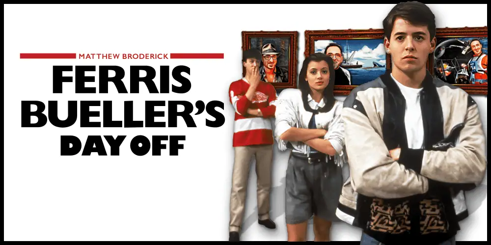 Group of characters from Ferris Bueller's Day Off movie, discussing film on podcast.