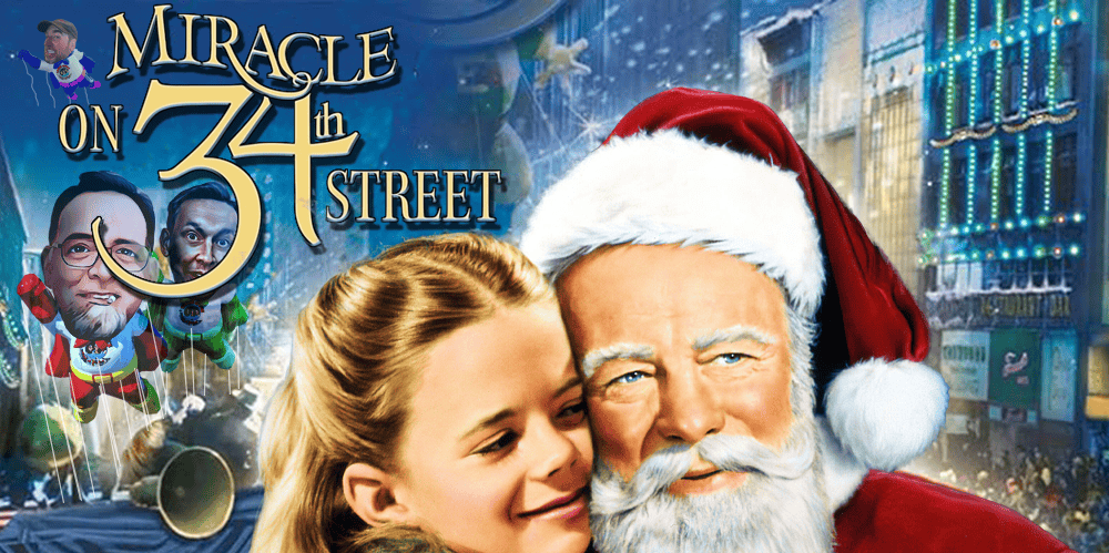 Festive scene with Santa Claus and a girl in Times Square during Christmas.