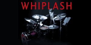Drummer performing in Whiplash-themed podcast episode for movie reviews.