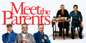 The cast of "Meet the Parents" movie, featuring Ben Stiller and Robert De Niro.