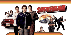 Cover image of the Superbad movie with the main characters and title.