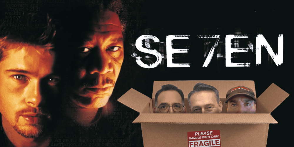 Promotional image for the Seven movie review podcast by 3 Guys and a Flick.