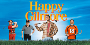 Promotional image for Happy Gilmore featuring the main characters outdoors.